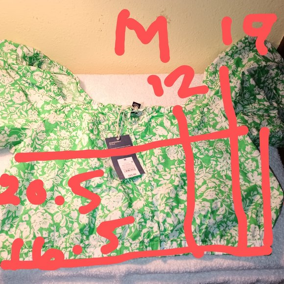 NEW Universal Thread™ Green Floral Women's Puff Short Sleeve Peasant Top - Picture 10 of 11